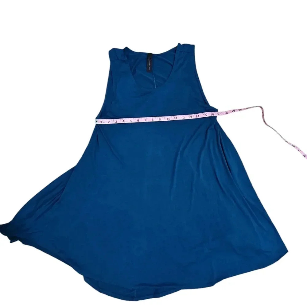 Alexander + David Women Large Swing Dress Aqua Viscose Solid Tunic Pristine Boho - Picture 7 of 8